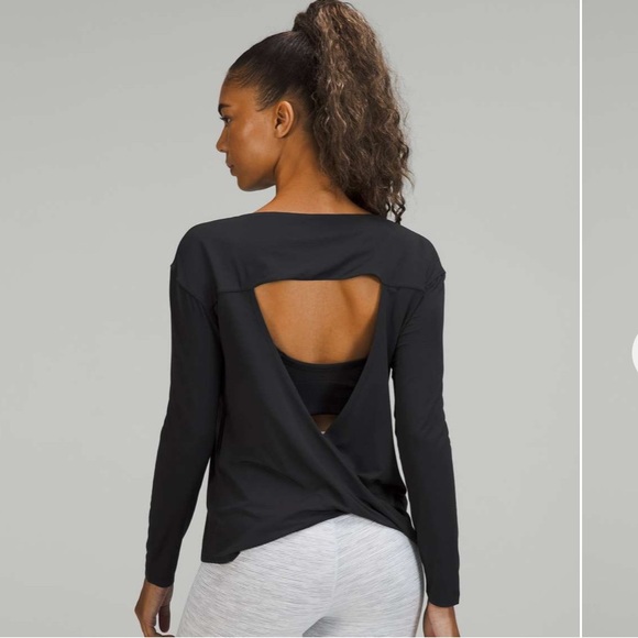 lululemon athletica Tops - Lululemon 6 modal blend open back long sleeve shirt black casual activewear